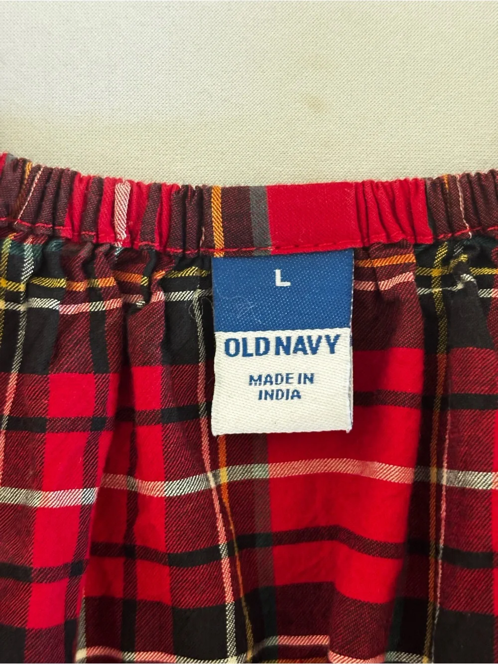 Old Navy Red Tartan Plaid Puff Sleeve Smocked Peplum Top Size L Cottagecore